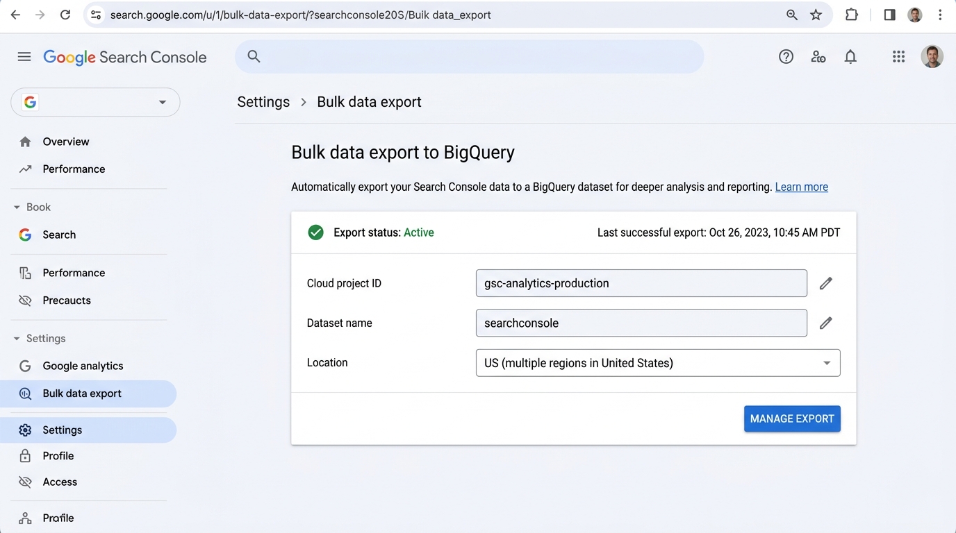 Google Search Console BigQuery Bulk Export